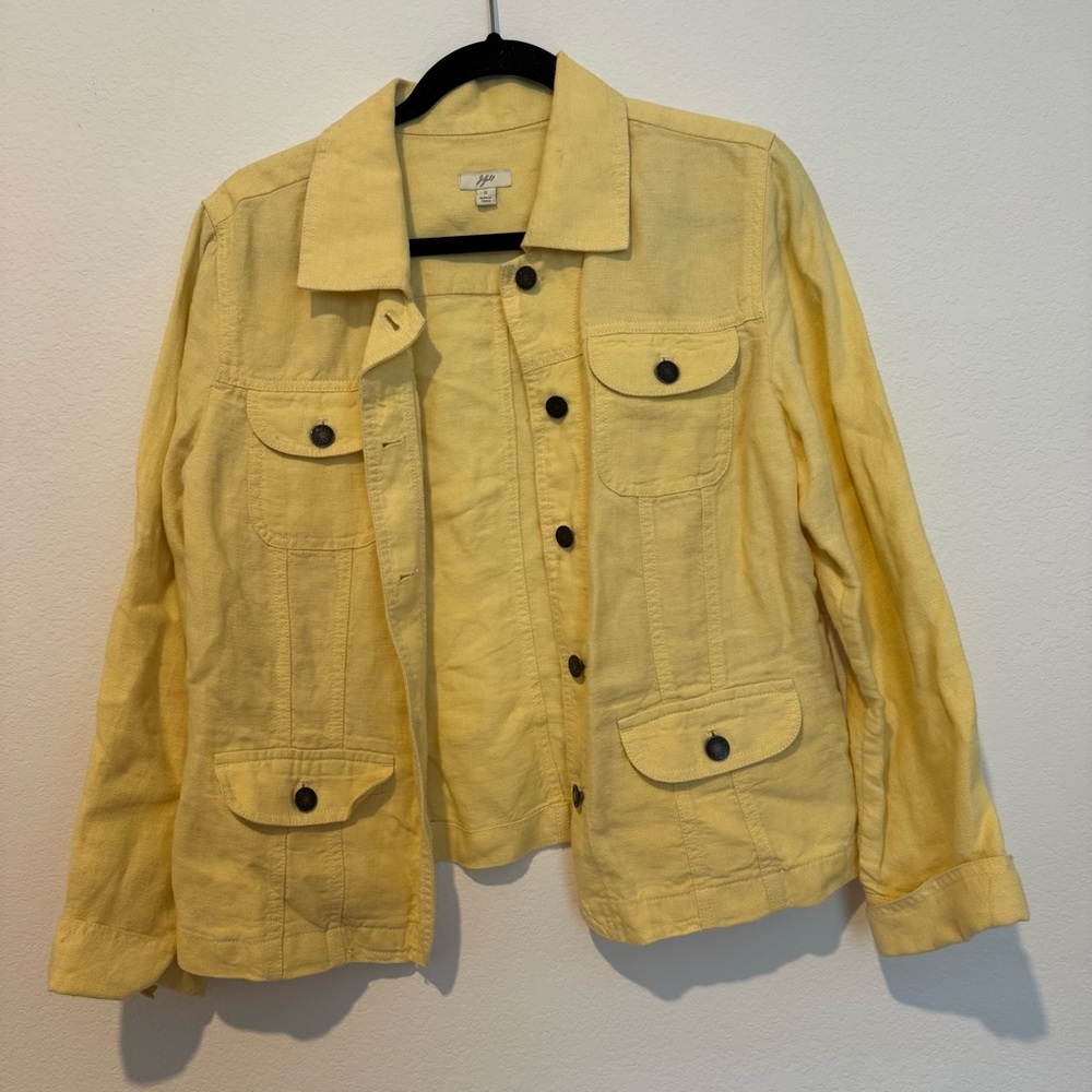 J. Jill Linen Yellow Lightweight Long Sleeve Jacket